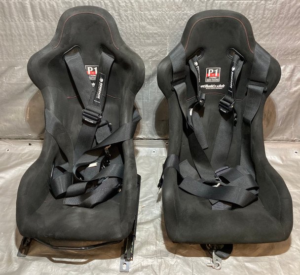 Pair of Buddy Club P1 Racing Bucket Seats w/ Renegade Willans 6pt Harnesses / Pair / USED / HS004